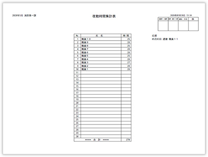 夜間時間集計表